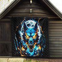 Wolf Skull Quilt Born As Human But Wolft At Heart - Wonder Print Shop