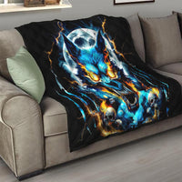 Wolf Skull Quilt Born As Human But Wolft At Heart - Wonder Print Shop
