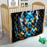 Wolf Skull Quilt Born As Human But Wolft At Heart - Wonder Print Shop