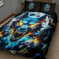 Wolf Skull Quilt Bed Set Born As Human But Wolft At Heart - Wonder Print Shop