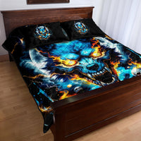Wolf Skull Quilt Bed Set Born As Human But Wolft At Heart - Wonder Print Shop