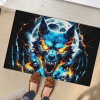 Wolf Skull Rubber Doormat Born As Human But Wolft At Heart - Wonder Print Shop