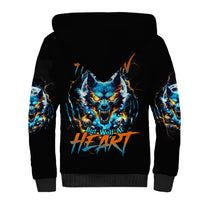 Wolf Skull Sherpa Hoodie Born As Human But Wolft At Heart - Wonder Print Shop