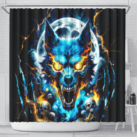 Wolf Skull Shower Curtain Born As Human But Wolft At Heart