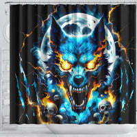 Wolf Skull Shower Curtain Born As Human But Wolft At Heart