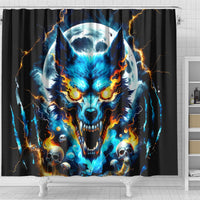 Wolf Skull Shower Curtain Born As Human But Wolft At Heart