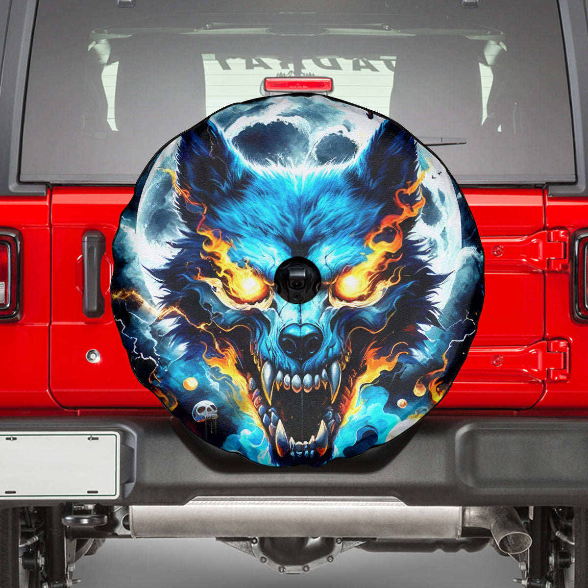 Wolf Skull Spare Tire Cover Born As Human But Wolft At Heart - Wonder Print Shop