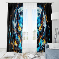 Wolf Skull Window Curtain Born As Human But Wolft At Heart - Wonder Print Shop