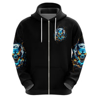 Wolf Skull Zip Hoodie Born As Human But Wolft At Heart - Wonder Print Shop