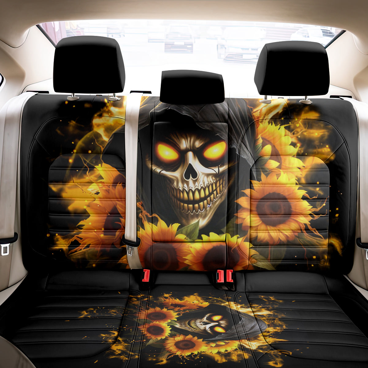 Sunflower Skull Back Car Seat Cover Assuming I Was Like Most Girls Was Your First Mistake - Wonder Print Shop