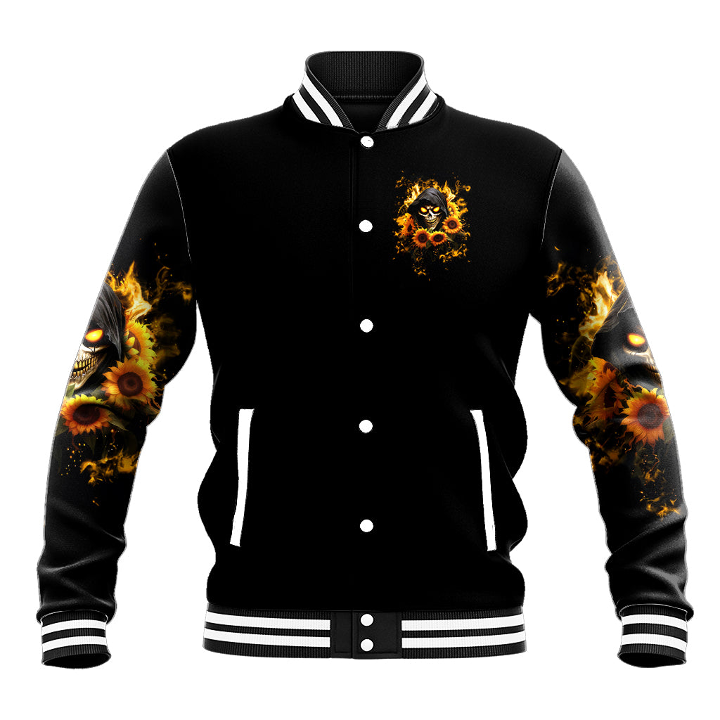 Sunflower Skull Baseball Jacket Assuming I Was Like Most Girls Was Your First Mistake - Wonder Print Shop