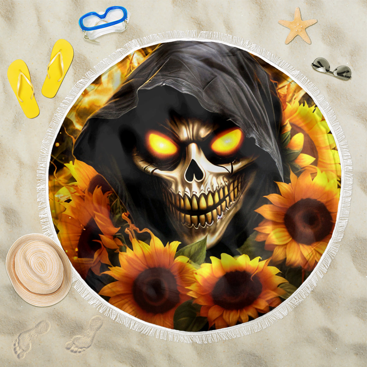 Sunflower Skull Beach Blanket Assuming I Was Like Most Girls Was Your First Mistake - Wonder Print Shop