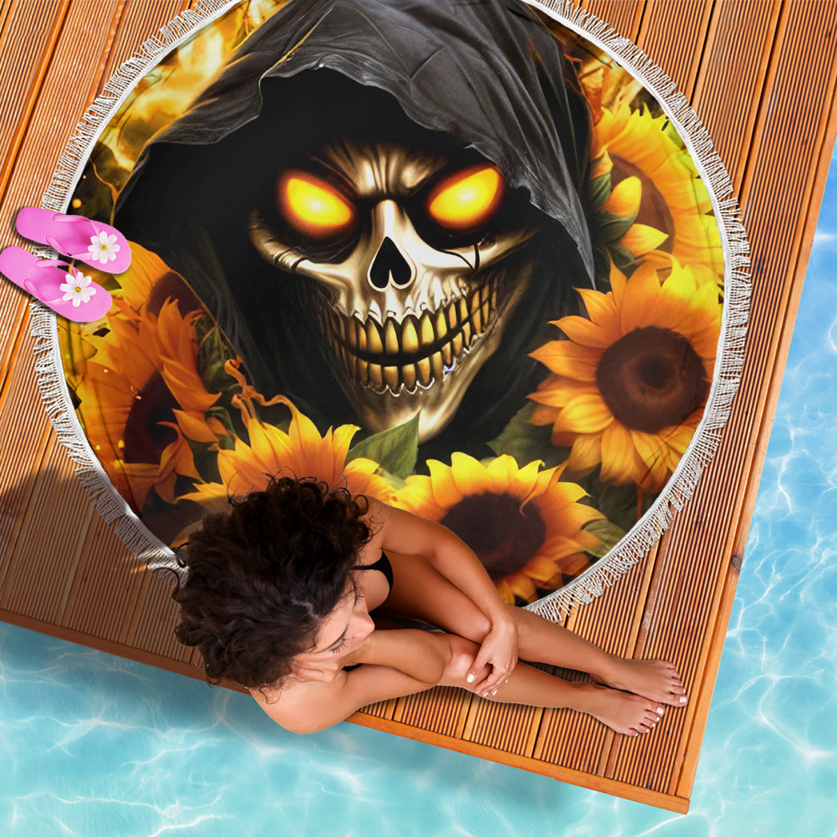 Sunflower Skull Beach Blanket Assuming I Was Like Most Girls Was Your First Mistake - Wonder Print Shop