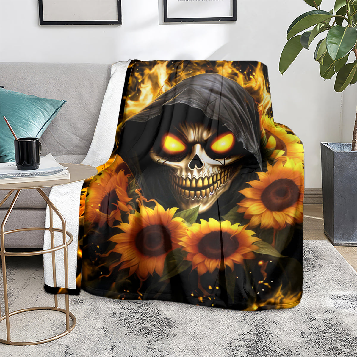 Sunflower Skull Blanket Assuming I Was Like Most Girls Was Your First Mistake