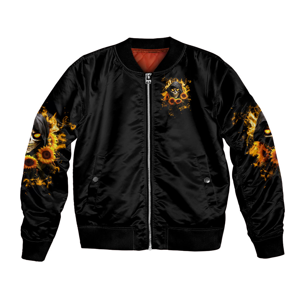 Sunflower Skull Bomber Jacket Assuming I Was Like Most Girls Was Your First Mistake - Wonder Print Shop