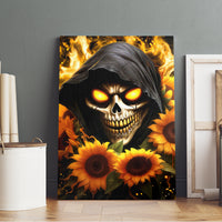 Sunflower Skull Canvas Wall Art Assuming I Was Like Most Girls Was Your First Mistake - Wonder Print Shop