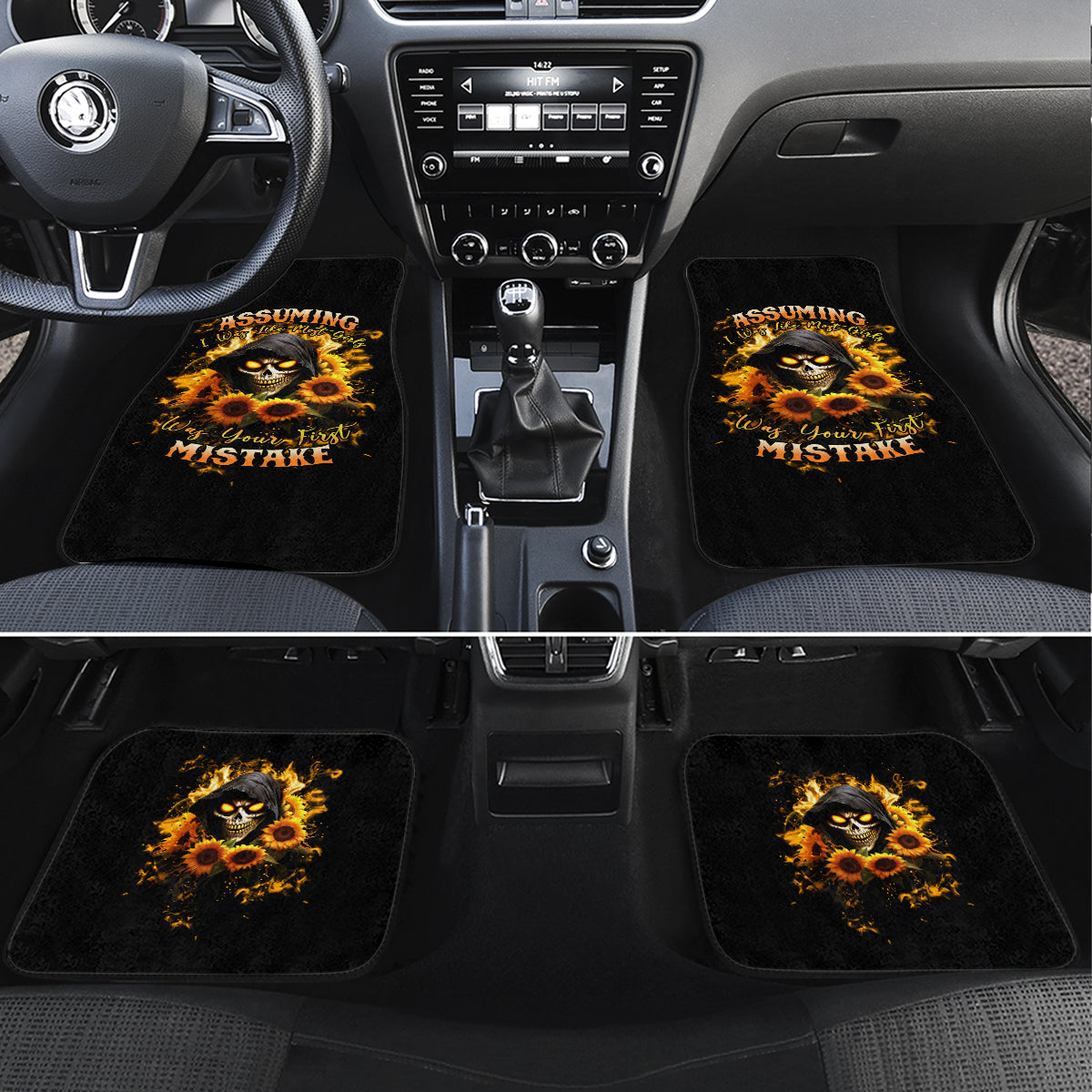 Sunflower Skull Car Mats Assuming I Was Like Most Girls Was Your First Mistake - Wonder Print Shop