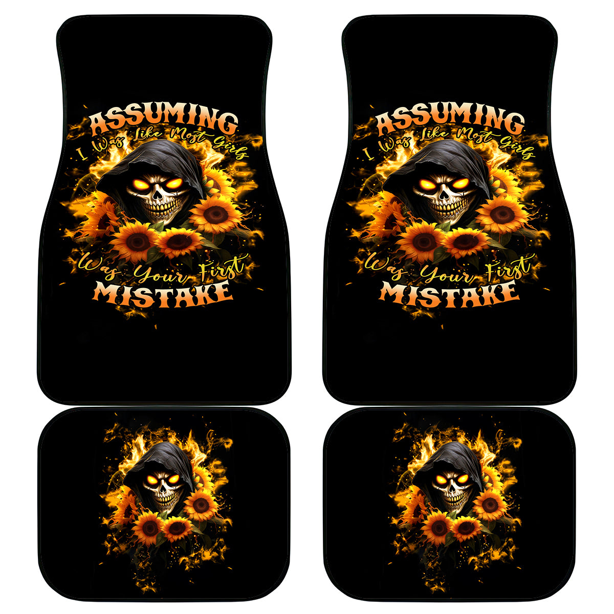 Sunflower Skull Car Mats Assuming I Was Like Most Girls Was Your First Mistake - Wonder Print Shop