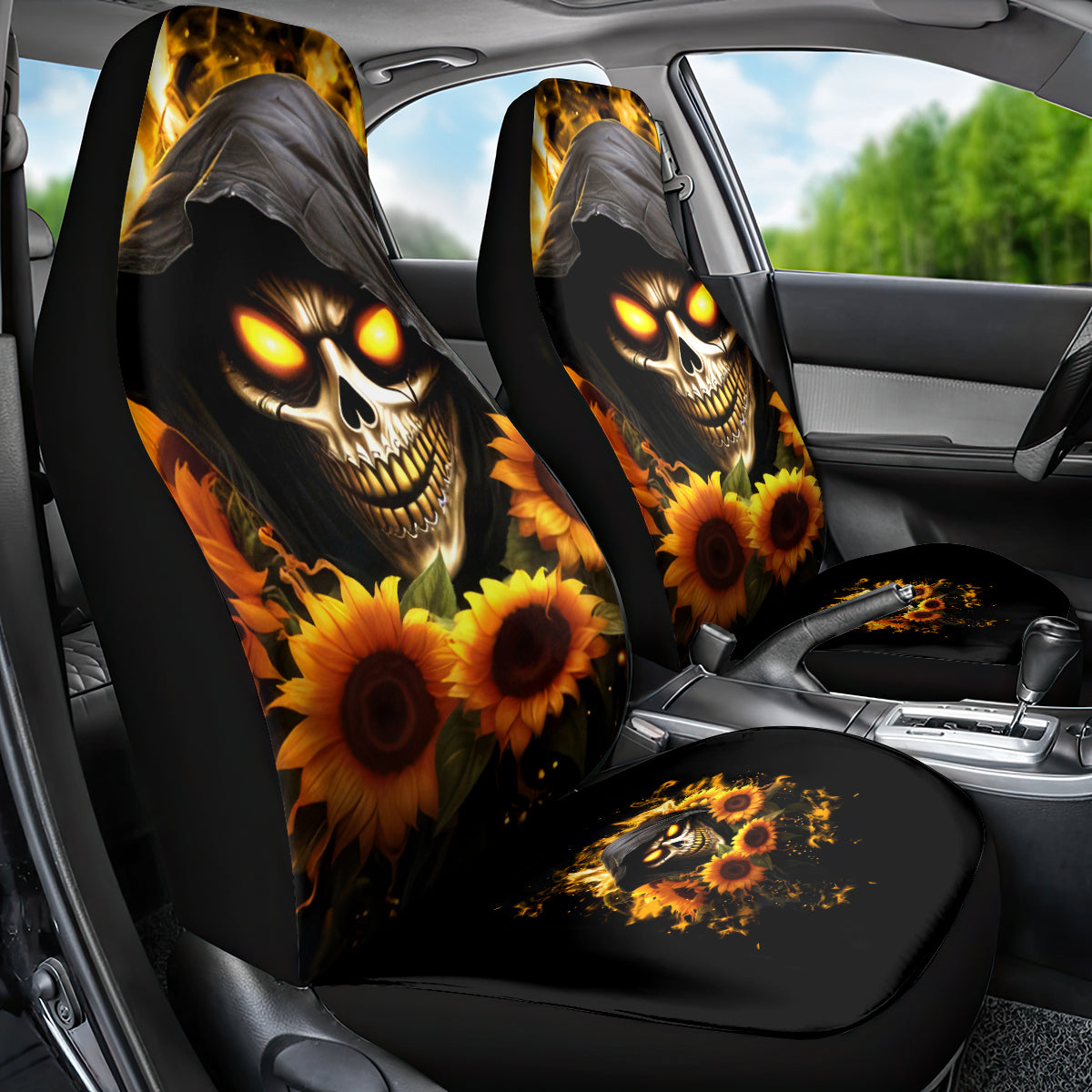 Sunflower Skull Car Seat Cover Assuming I Was Like Most Girls Was Your First Mistake - Wonder Print Shop