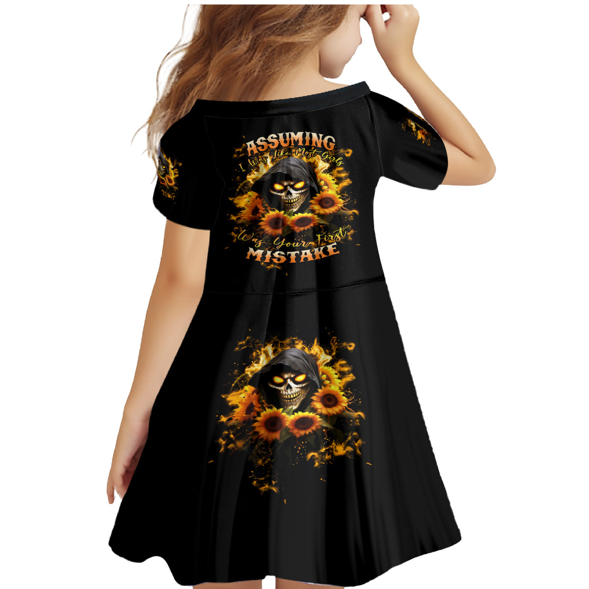 Sunflower Skull Family Matching Mermaid Dress and Hawaiian Shirt Assuming I Was Like Most Girls Was Your First Mistake - Wonder Print Shop