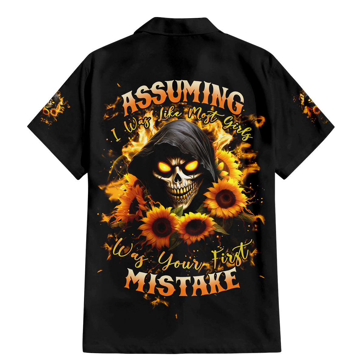 Sunflower Skull Family Matching Mermaid Dress and Hawaiian Shirt Assuming I Was Like Most Girls Was Your First Mistake - Wonder Print Shop