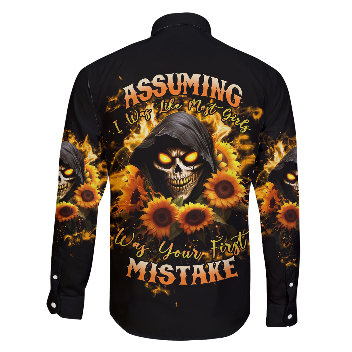 Sunflower Skull Family Matching Mermaid Dress and Hawaiian Shirt Assuming I Was Like Most Girls Was Your First Mistake - Wonder Print Shop