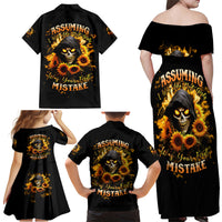 Sunflower Skull Family Matching Off Shoulder Maxi Dress and Hawaiian Shirt Assuming I Was Like Most Girls Was Your First Mistake - Wonder Print Shop
