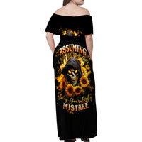 Sunflower Skull Family Matching Off Shoulder Maxi Dress and Hawaiian Shirt Assuming I Was Like Most Girls Was Your First Mistake - Wonder Print Shop