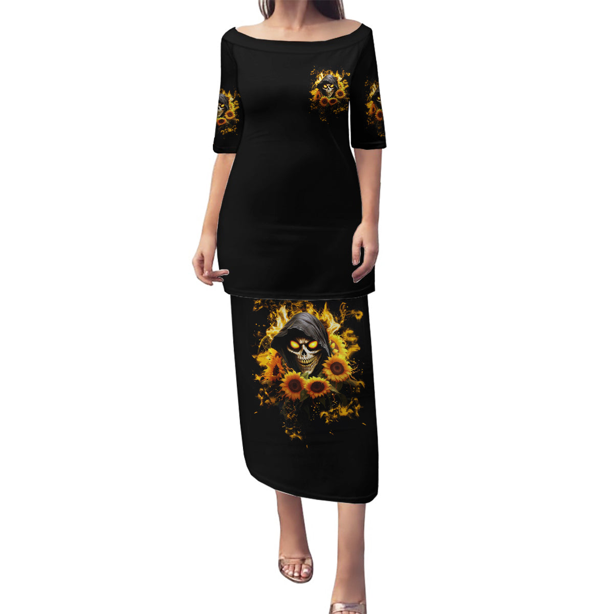 Sunflower Skull Family Matching Puletasi and Hawaiian Shirt Assuming I Was Like Most Girls Was Your First Mistake - Wonder Print Shop