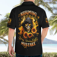 Sunflower Skull Hawaiian Shirt Assuming I Was Like Most Girls Was Your First Mistake - Wonder Print Shop