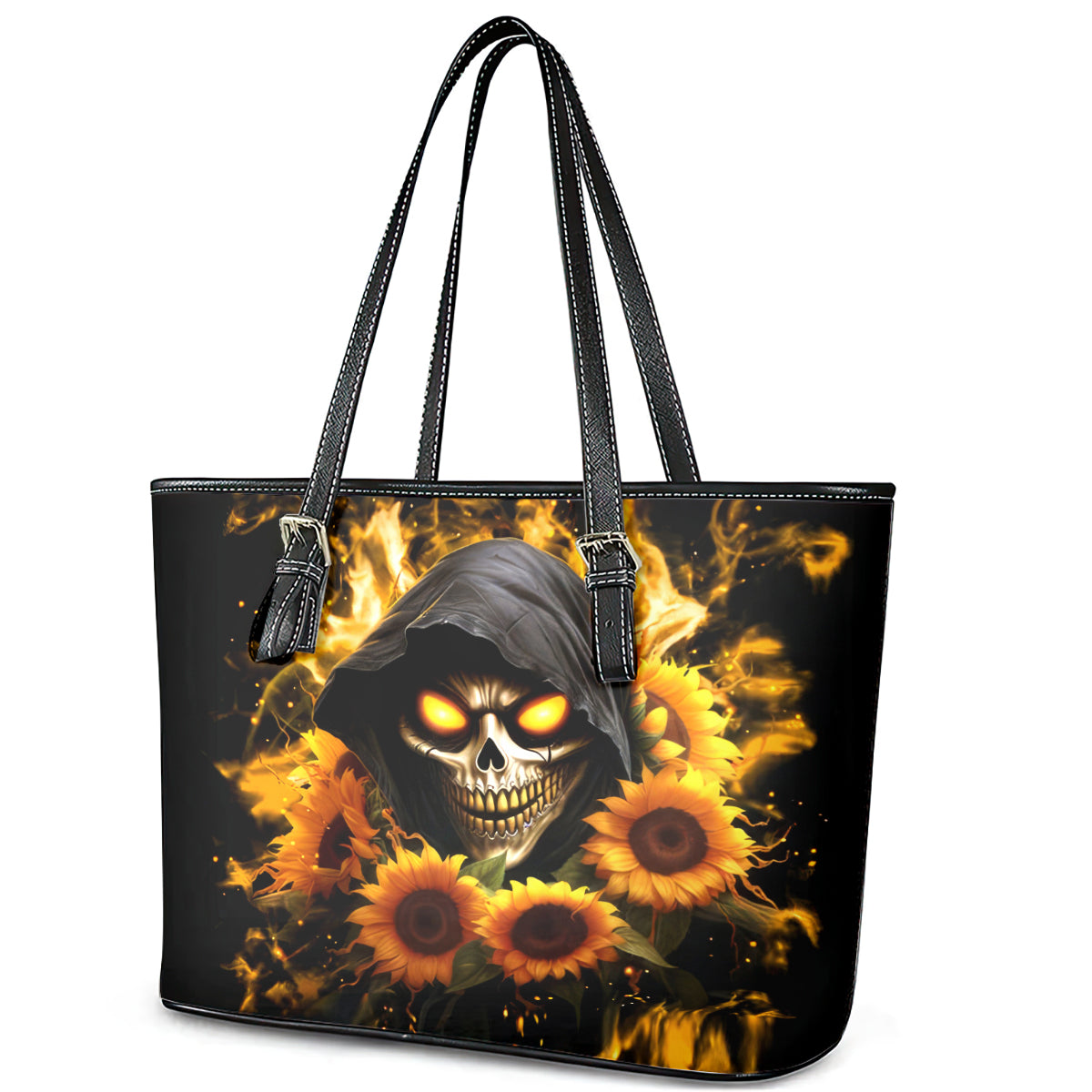 Sunflower Skull Leather Tote Bag Assuming I Was Like Most Girls Was Your First Mistake - Wonder Print Shop