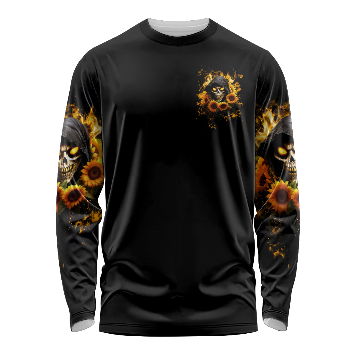 Sunflower Skull Long Sleeve Shirt Assuming I Was Like Most Girls Was Your First Mistake - Wonder Print Shop