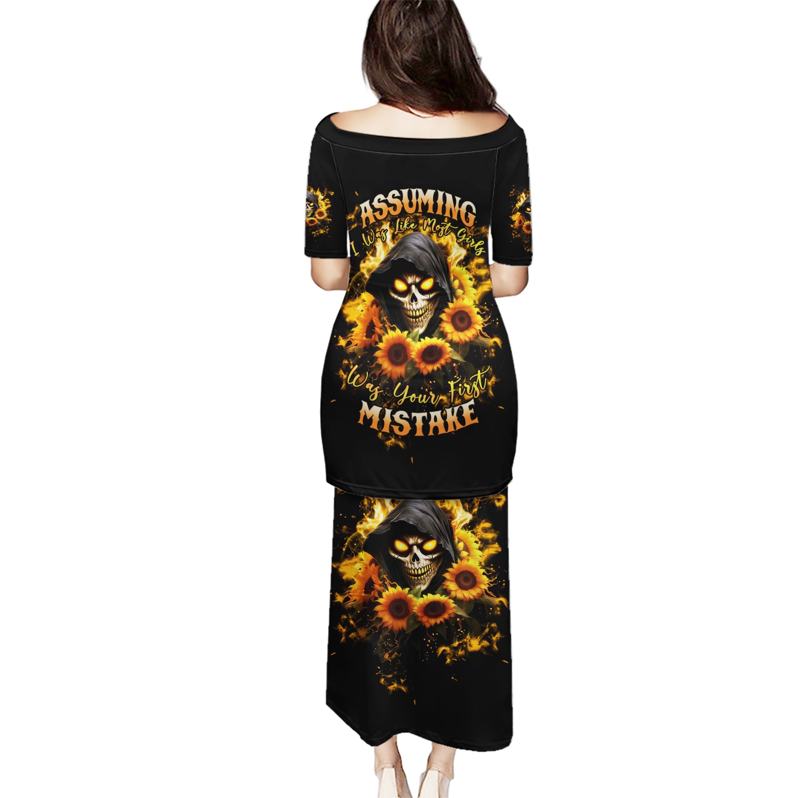 Sunflower Skull Puletasi Assuming I Was Like Most Girls Was Your First Mistake - Wonder Print Shop