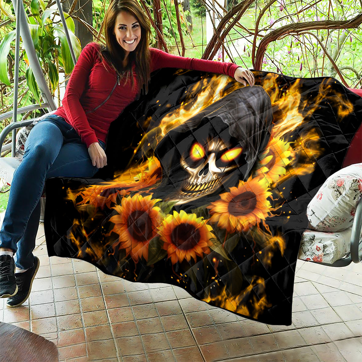 Sunflower Skull Quilt Assuming I Was Like Most Girls Was Your First Mistake - Wonder Print Shop