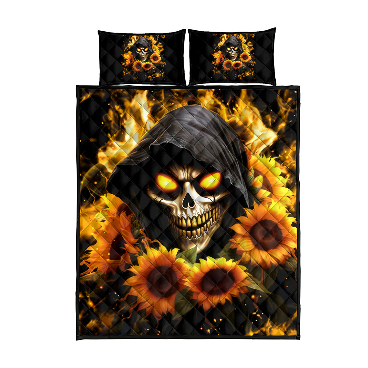 Sunflower Skull Quilt Bed Set Assuming I Was Like Most Girls Was Your First Mistake - Wonder Print Shop