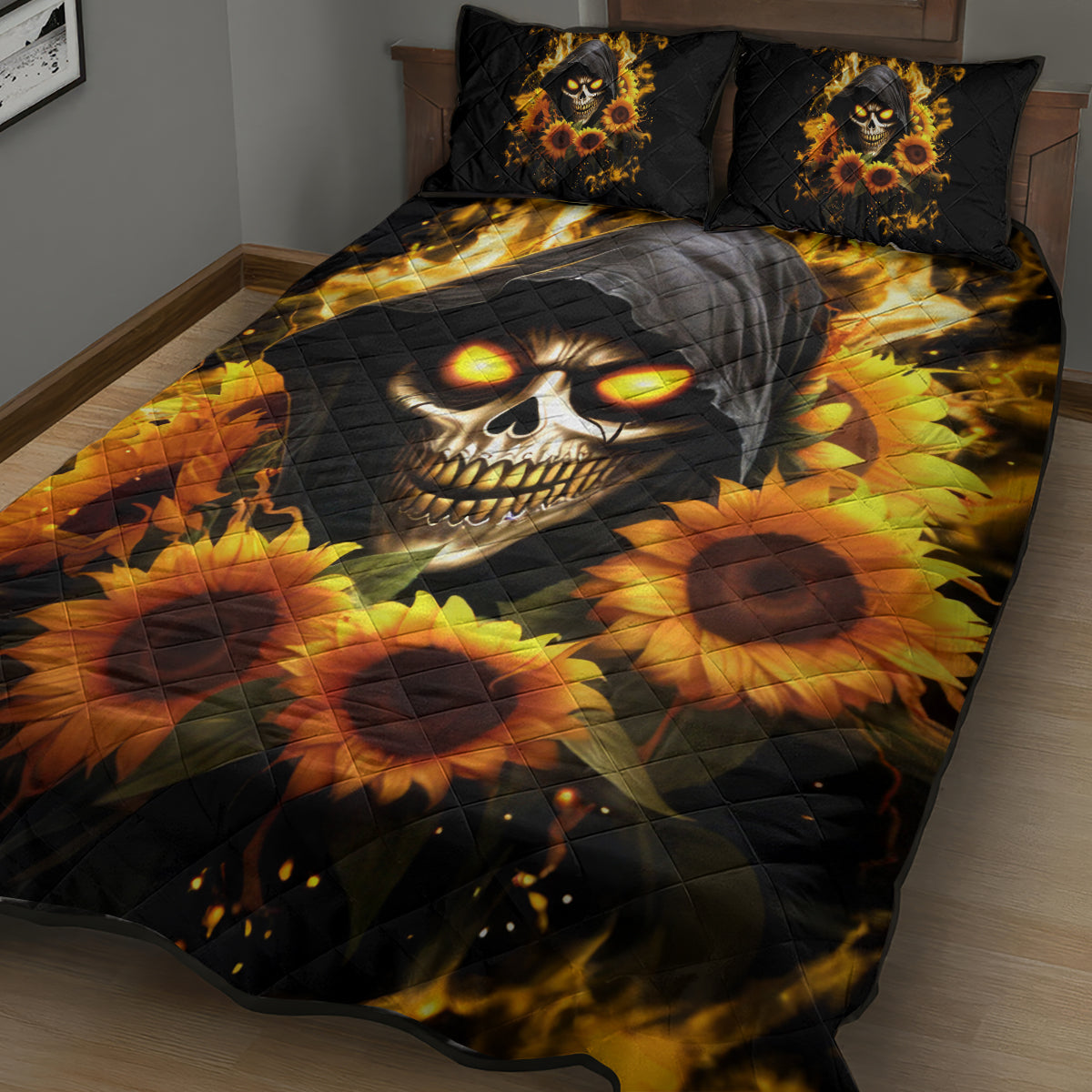 Sunflower Skull Quilt Bed Set Assuming I Was Like Most Girls Was Your First Mistake - Wonder Print Shop