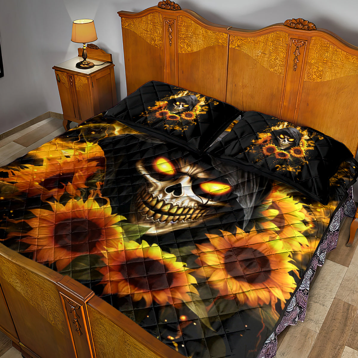 Sunflower Skull Quilt Bed Set Assuming I Was Like Most Girls Was Your First Mistake - Wonder Print Shop