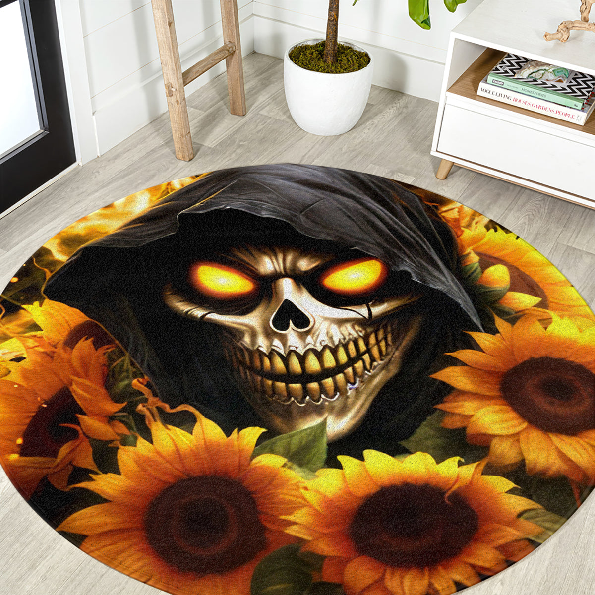 Sunflower Skull Round Carpet Assuming I Was Like Most Girls Was Your First Mistake