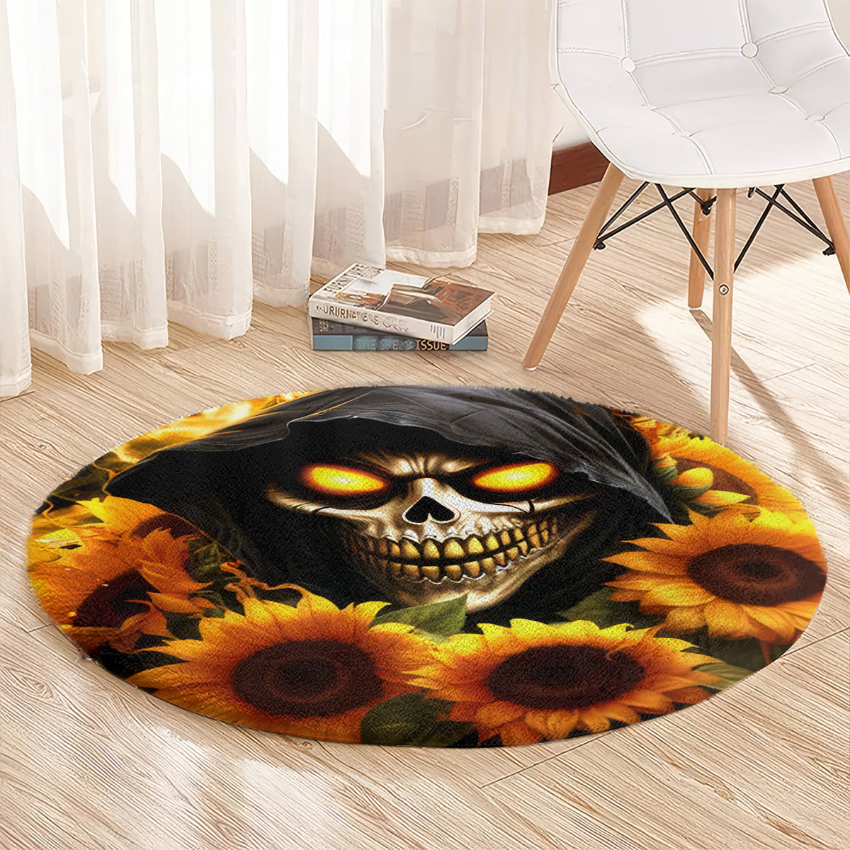 Sunflower Skull Round Carpet Assuming I Was Like Most Girls Was Your First Mistake