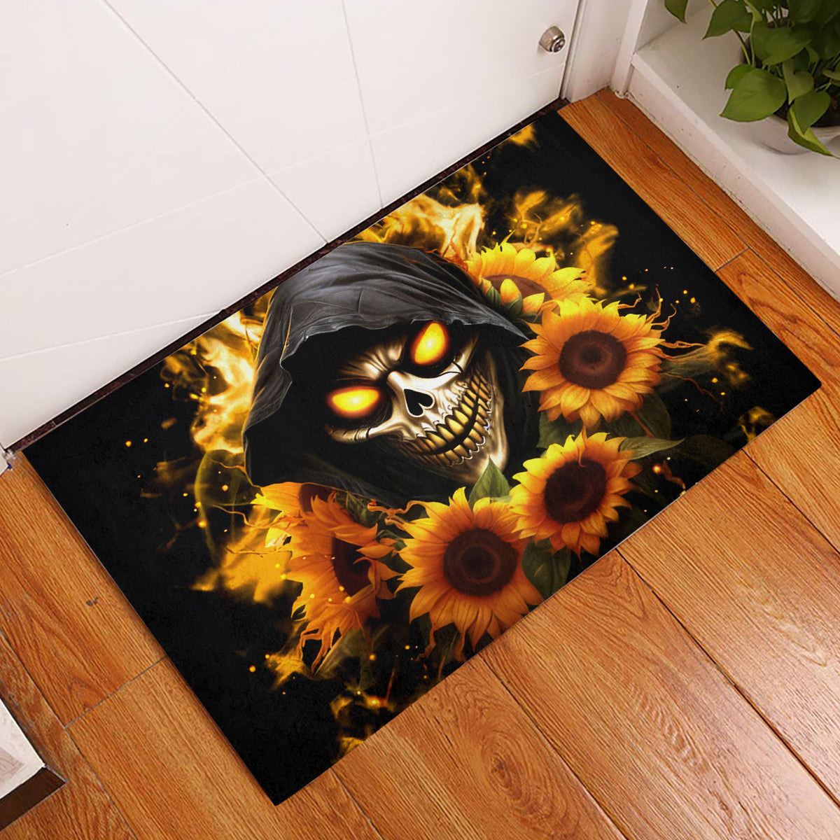 Sunflower Skull Rubber Doormat Assuming I Was Like Most Girls Was Your First Mistake - Wonder Print Shop