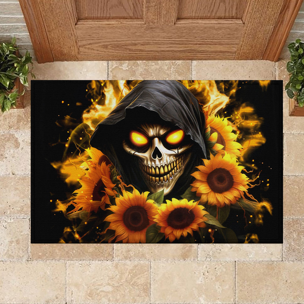 Sunflower Skull Rubber Doormat Assuming I Was Like Most Girls Was Your First Mistake - Wonder Print Shop