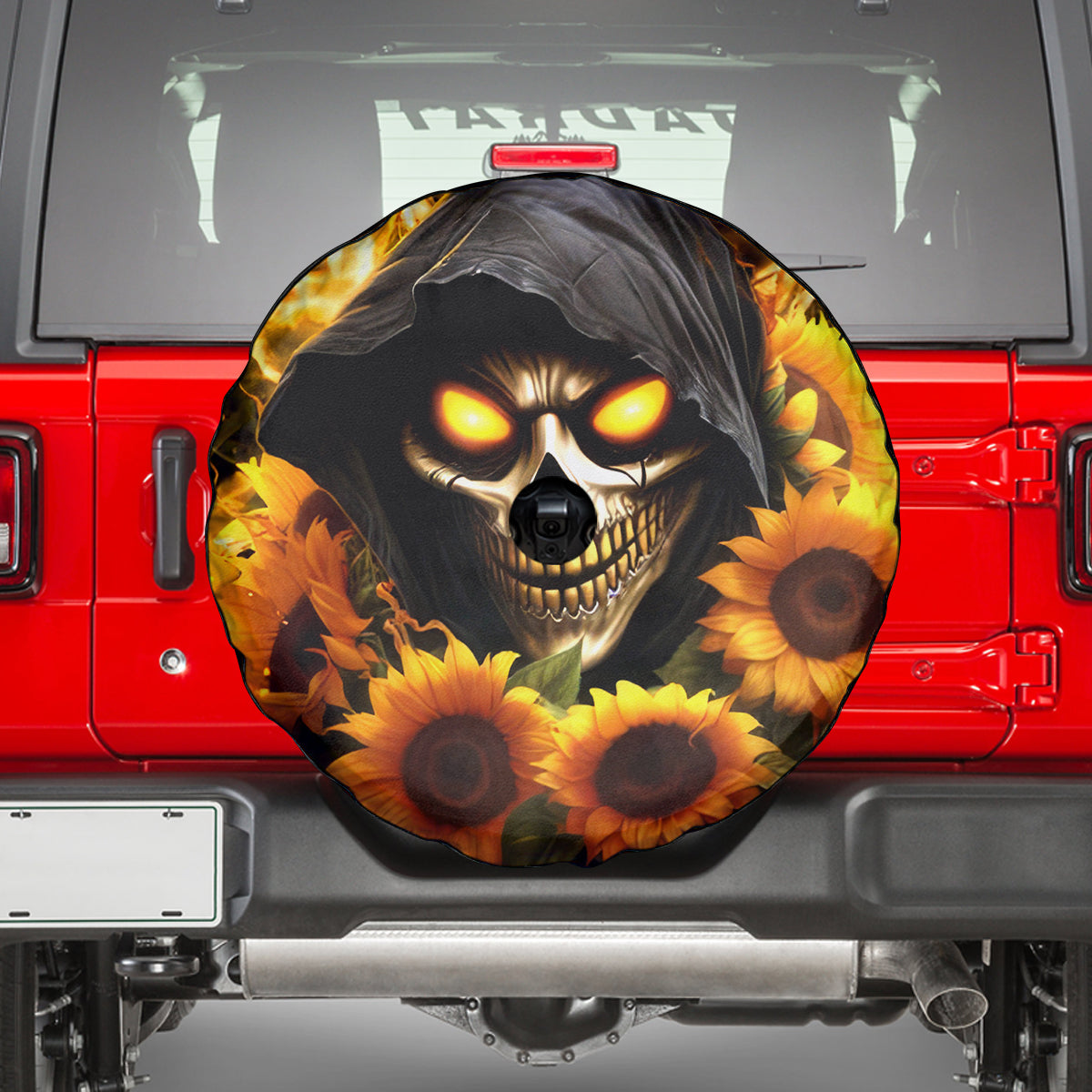 Sunflower Skull Spare Tire Cover Assuming I Was Like Most Girls Was Your First Mistake - Wonder Print Shop