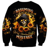 Sunflower Skull Sweatshirt Assuming I Was Like Most Girls Was Your First Mistake - Wonder Print Shop