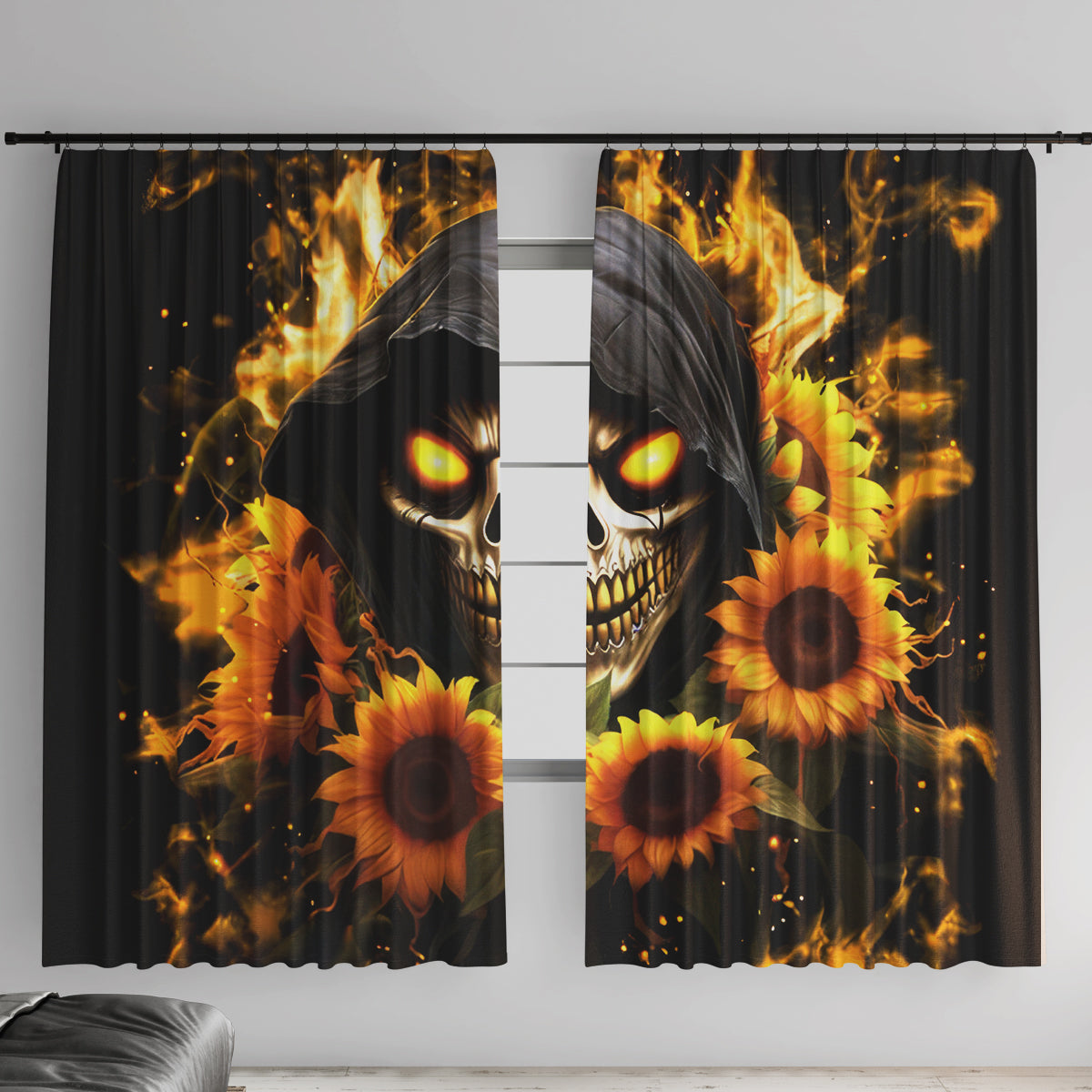 Sunflower Skull Window Curtain Assuming I Was Like Most Girls Was Your First Mistake - Wonder Print Shop