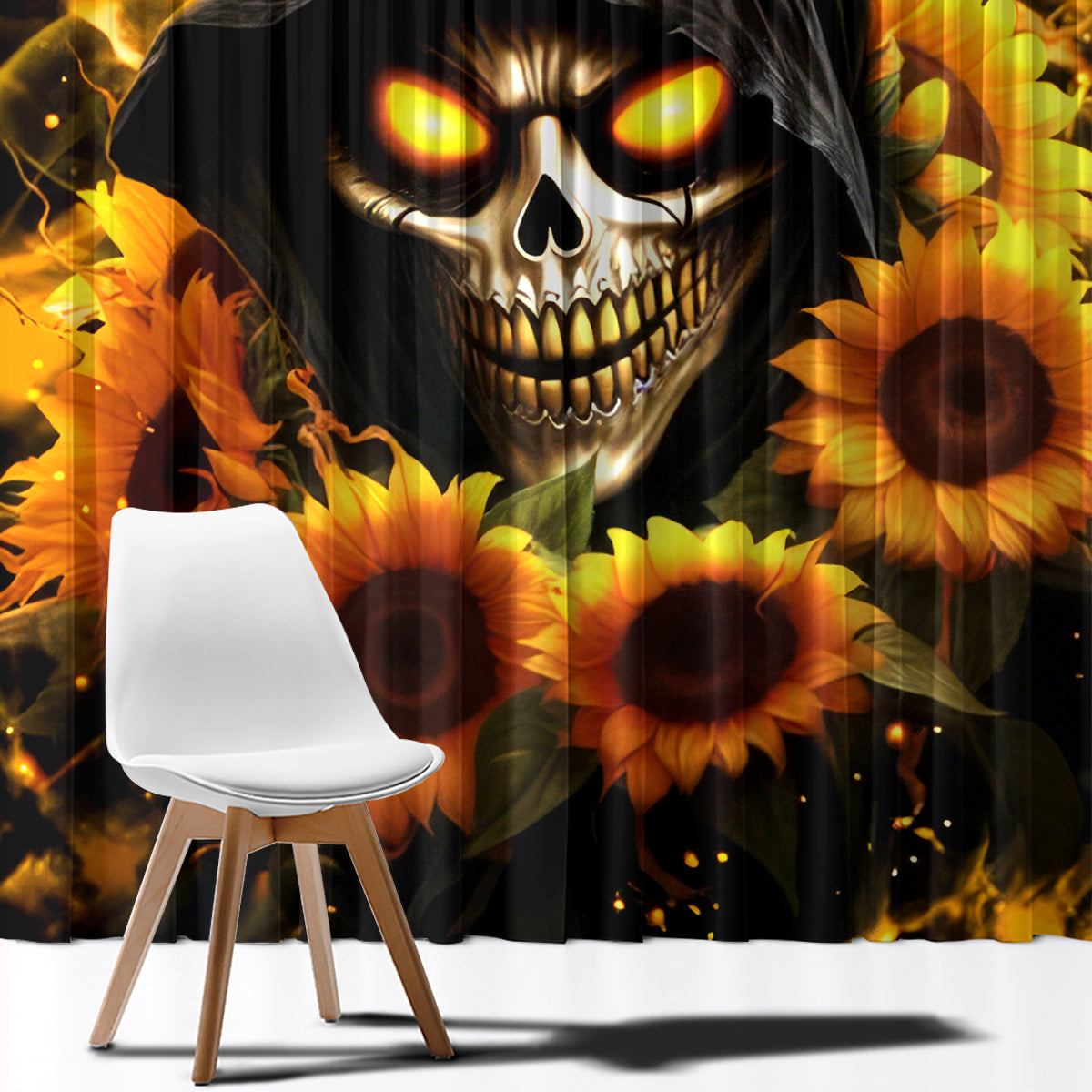 Sunflower Skull Window Curtain Assuming I Was Like Most Girls Was Your First Mistake - Wonder Print Shop