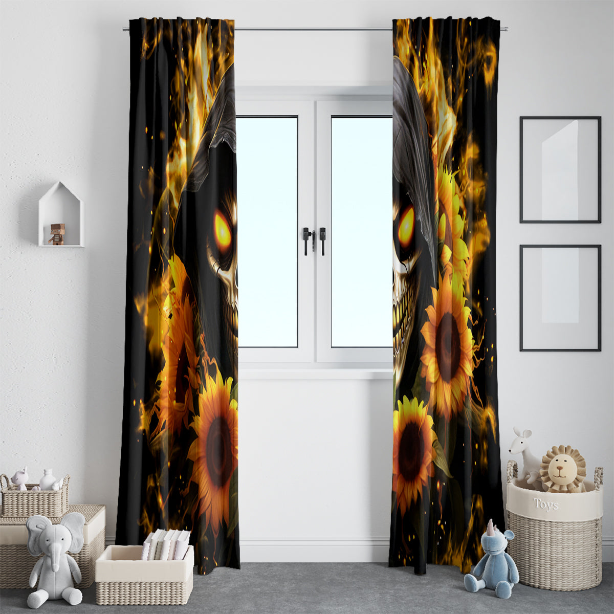 Sunflower Skull Window Curtain Assuming I Was Like Most Girls Was Your First Mistake - Wonder Print Shop