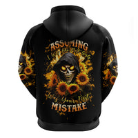 Sunflower Skull Zip Hoodie Assuming I Was Like Most Girls Was Your First Mistake - Wonder Print Shop