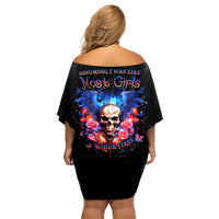Fairy Skull Family Matching Off Shoulder Short Dress and Hawaiian Shirt Assuming I Was Like Most Girls Was Your First Mistake - Wonder Print Shop