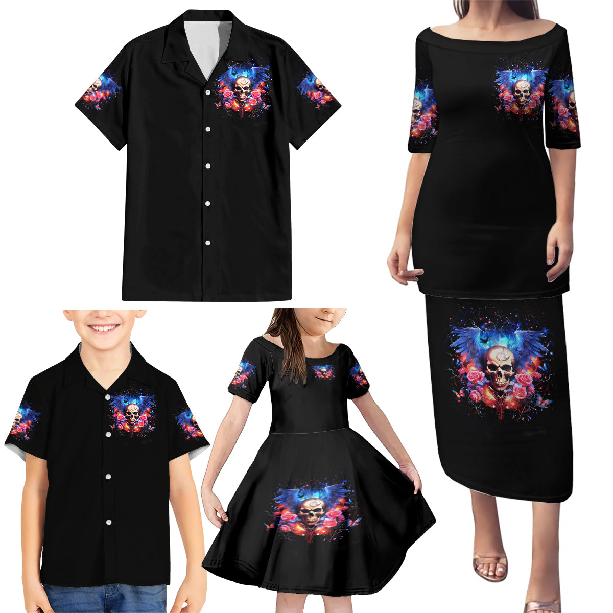 Fairy Skull Family Matching Puletasi and Hawaiian Shirt Assuming I Was Like Most Girls Was Your First Mistake - Wonder Print Shop