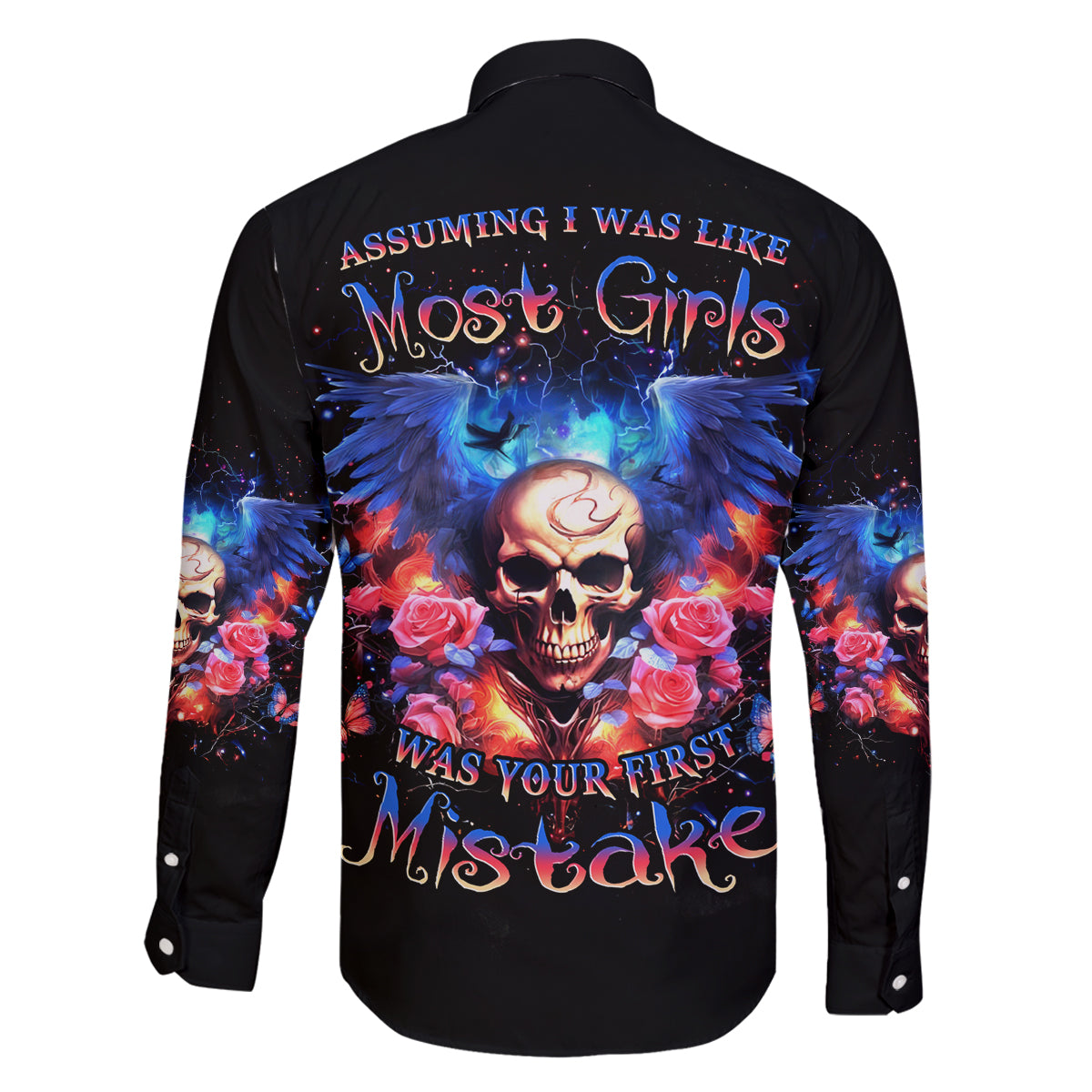 Fairy Skull Family Matching Puletasi and Hawaiian Shirt Assuming I Was Like Most Girls Was Your First Mistake - Wonder Print Shop